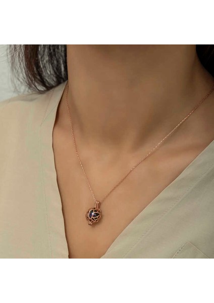 Gümüş Rose Kafesli Lotus Bayan Kolye modelleri