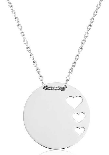 Gümüş Çember Kalp Bayan Kolye