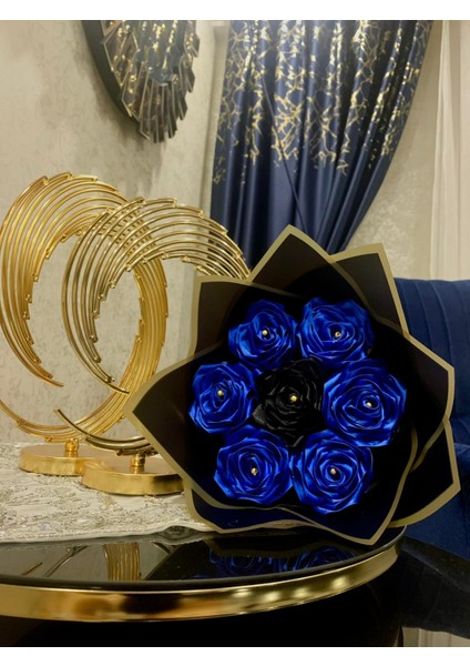 7li, Mavi ve Siyah Renk Sonsuzluk Söz, Nişan Solmayan Gül Buketi fiyatları