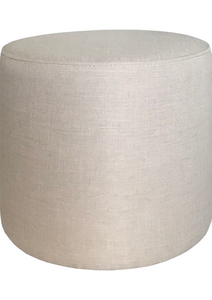 Tamamen Döşeme Yuvarlak Puf, Keten, 50 cm