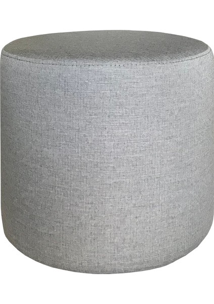 Tamamen Döşeme Yuvarlak Puf, Keten, 50 cm
