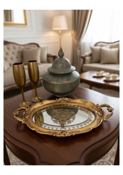 Şık Klasik Hediyelik Oval Sunum Tepsisi