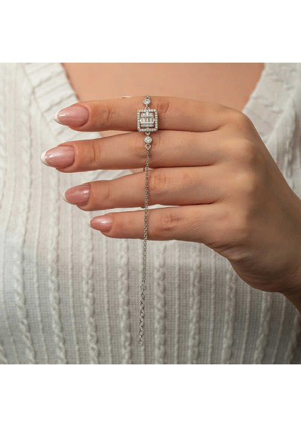Gümüş Kare Baget Taşlı Kadın Bileklik fiyatları