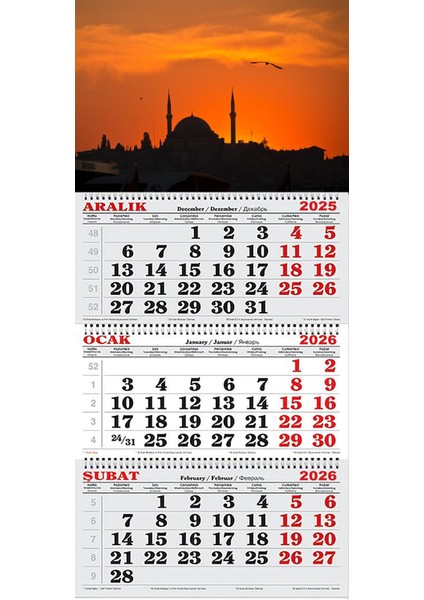 2026 Yılı Gemici Takvimi-Kızıl Gökyüzü ve Ayasofya Camii