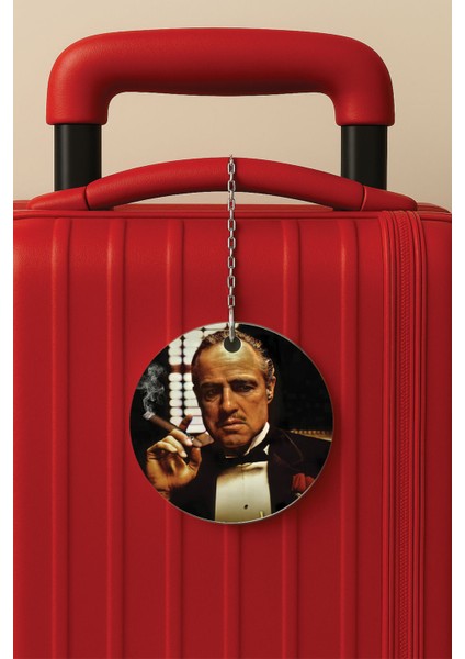 Desenli Baskılı Pleksi Zincir Aparatlı Bavul Etiketi Valiz Etiketi Babafilm