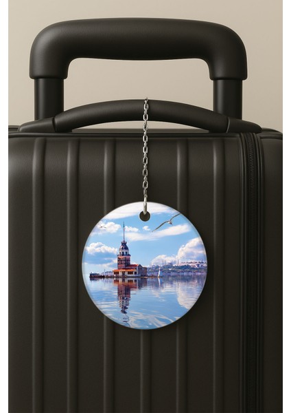 Kız Kulesi Desenli Uv Baskılı Pleksi Bavul Etiketi Seyahat Tatil Valiz Etiketi