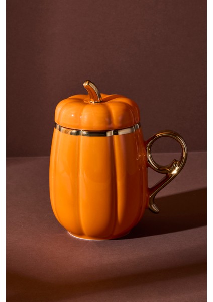 Balkabak Kapaklı Porselen Kupa 12X8.5X13.8 cm