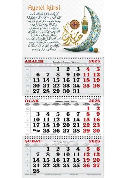 2026 Yılı Gemici Takvimi-Ayetel Kürsi