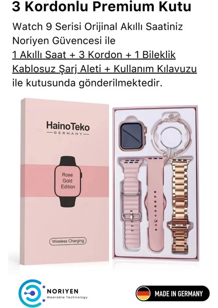 Yeni Nesil 3 Kordonlu Kadın Akıllı Saat Spor ve Sağlık Sensörlü Watch 9 Series Tasarım Saat Pembe fiyatları