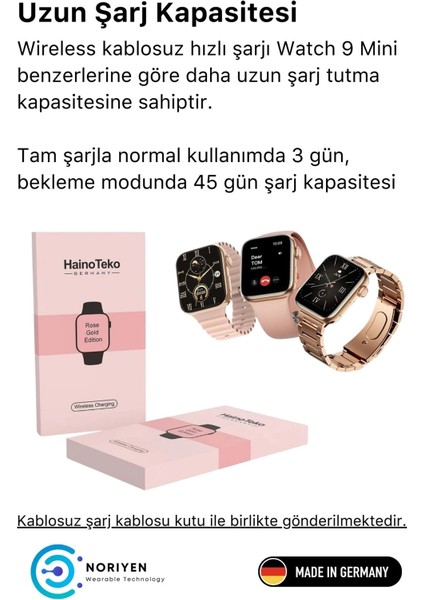 Yeni Nesil 3 Kordonlu Kadın Akıllı Saat Spor ve Sağlık Sensörlü Watch 9 Series Tasarım Saat Pembe