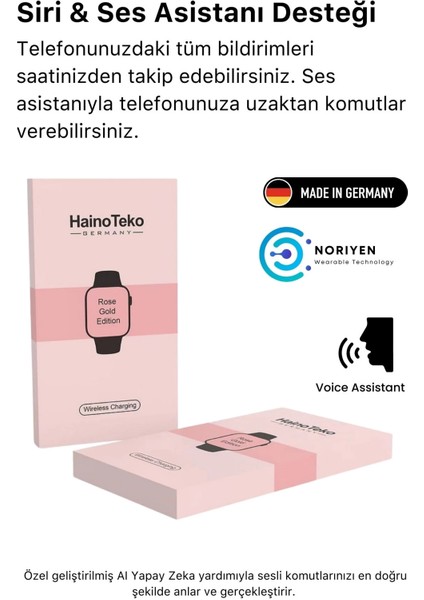 Yeni Nesil 3 Kordonlu Kadın Akıllı Saat Spor ve Sağlık Sensörlü Watch 9 Series Tasarım Saat Pembe