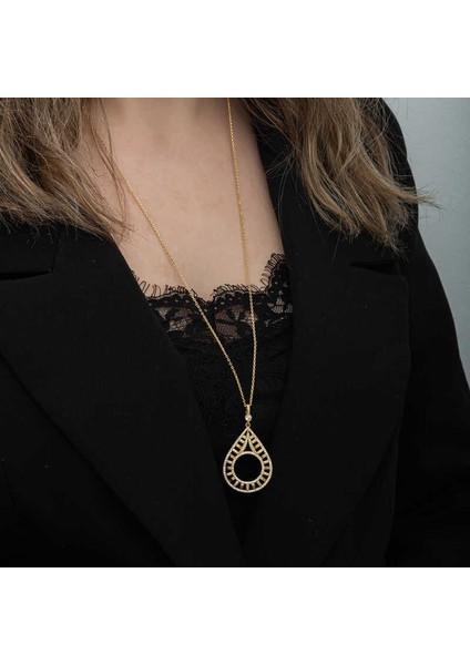 Gümüş Gold Kaplama Damla Çeyrek Takılabilen Kadın Kolye indirimleri