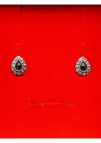 925 Ayar Gümüş Oltu Taşı Kadın Küpe SKÜ00035 modelleri