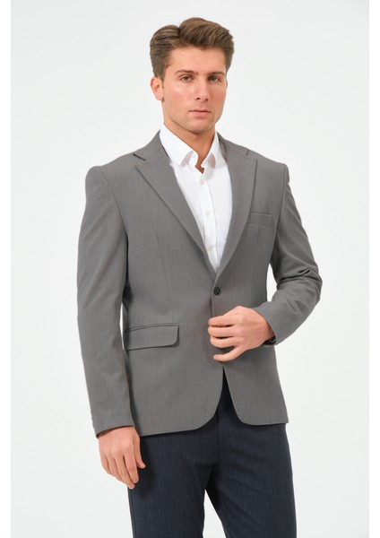 Erkek Slim Fit Blazer Ceket Füme