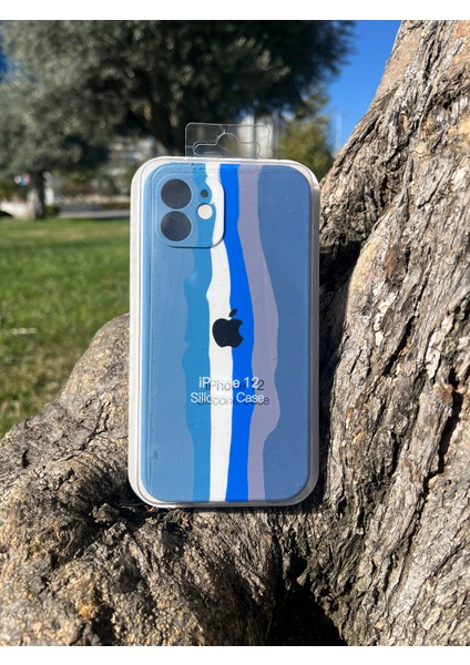 Iphone 12 Uyumlu Logolu Rainbow Kılıf