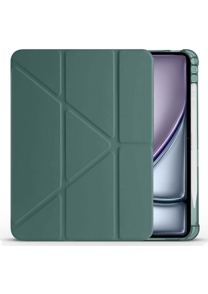 Apple iPad Air 11'' M3 2025/M2 2024 Uyumlu Üçgen Katlanabilir Kalem Şarj Bölmeli Standlı Kılıf modelleri