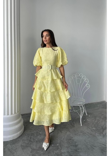 8579 Elısa Kat Kat Balon Kol Elbise fiyatları