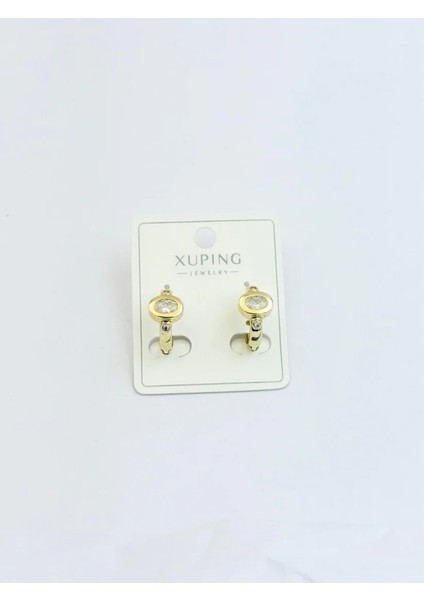 Oval Taş Detaylı Şık Xuping Halka Küpe