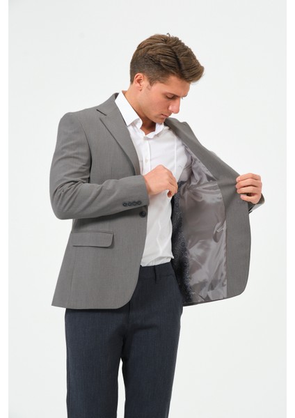 Erkek Slim Fit Blazer Ceket Füme modelleri