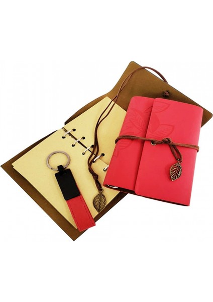 Özel Ahşap Kutulu Kırmızı Deri Defter ve Anahtarlık Seti fiyatları