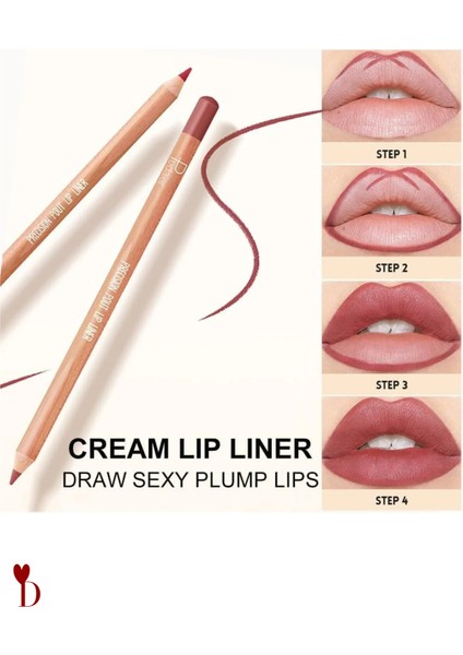 6'lı (Altıadet) Suya Dayanıklı Dudak Kalemi Doğal Kahve Renkler