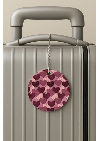 Pleksi Zincirli Bavul Etiketi Seyahat Tatil Için Tasarım Valiz Etiketi Heart Pattern