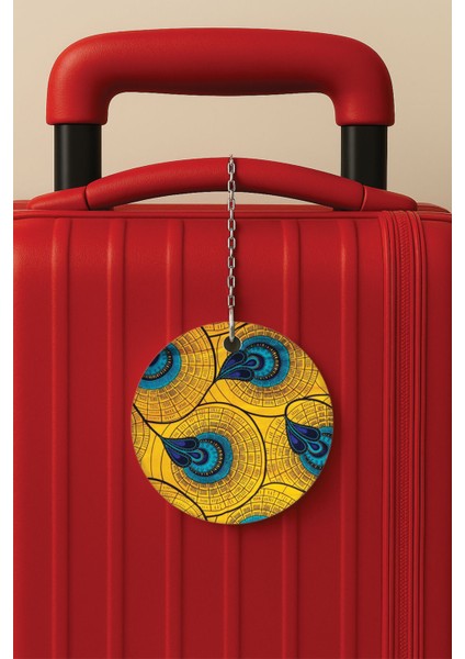 Desenli Baskılı Pleksi Zincir Aparatlı Bavul Etiketi Valiz Etiketi African