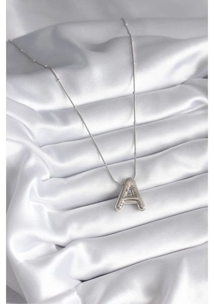 Bfs 316L Çelik Gümüş Renk Bubble "a" Harf Model Kadın Kolye fiyatları