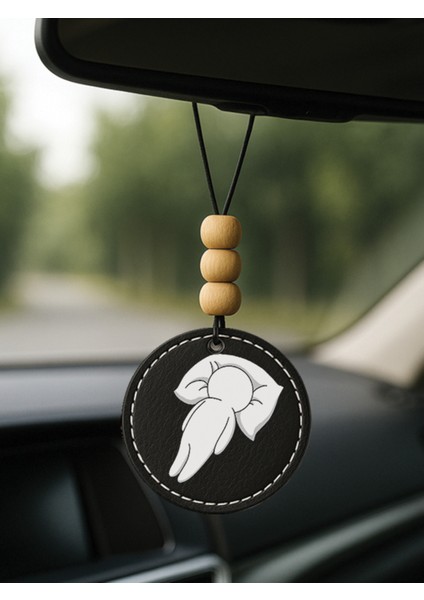 1.sınıf Suni Deri Süslemeli Desenli Uv Baskı Dikiz Araç Aynası Süsü Siyah - Yorgun Savaşçı