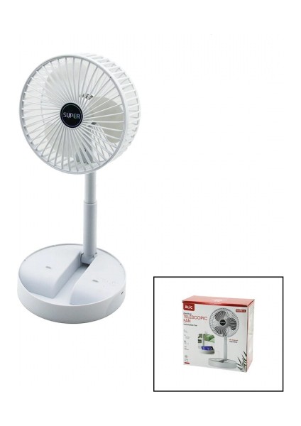 Masa Üstü Vantilatör USB Şarjlı Katlanır Fan=16.4cm - Uzayan AYAK=12.5-19CM 180 Derece Dönebilen Telefonluklu Bwfn-11 (5324)