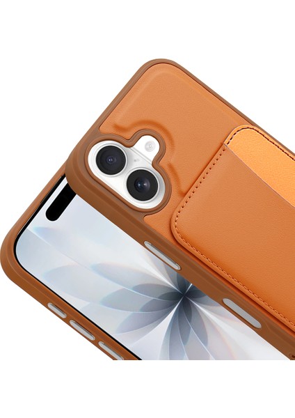 Iphone 17 Uyumlu Kılıf Çift Renkli Kartlıklı Deri Tasarımlı Cüzdan Kapak modelleri