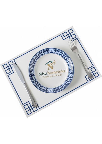 6 Adet Dikdörtgen Nakışlı Keten Amerikan Servis - Keten Supla fiyatları