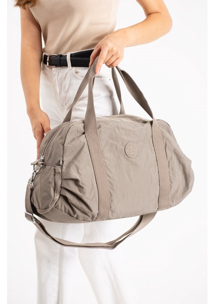 Sanmorris Büyük Boy Klinkır Kumaş Ayakkabı Koyma Cebi Bulunan Çapraz Askılı Spor ve Seyahat Çantası