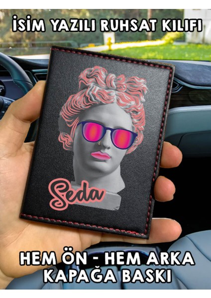 Best Girl Ön Arka Baskılı Oto Araç Ruhsat Kabı Kartlık Deri Isim Yazılı Kişiye Özel Cüzdan