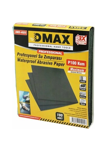 100 Adet P100 Kum - Kağıt - Su Zımparası -230X280MM - Kullanım= Metal - Ahşap - Plastik - Karton (5324)