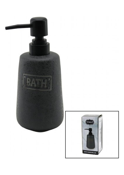 Uzun Antrasit Gri - Mat Desen Seramik Sıvı Sabunluk (5324)