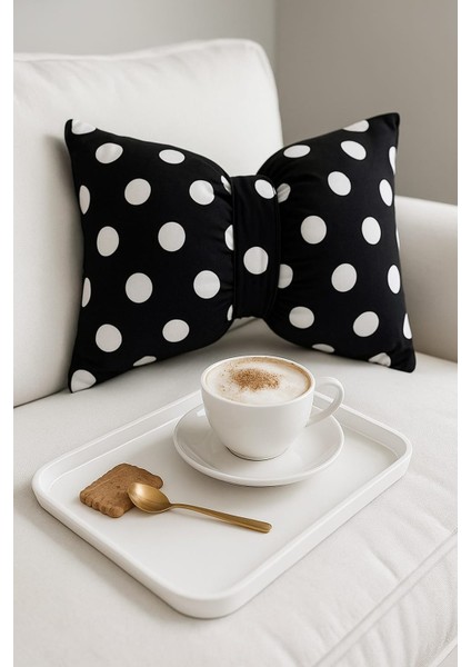 Hobizer Dekoratif Fiyonk Puantiyeli Puf Yastık 50X40 cm Kırlent