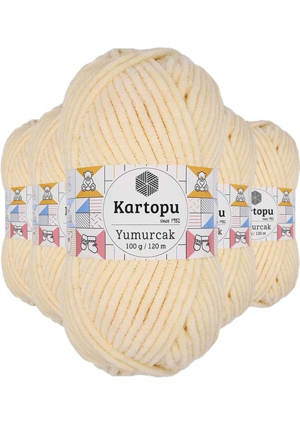 5 Adet Yumurcak Kadife El Örgü Ipi Koyu Krem K349