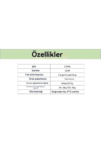 Masaüstü Isıtıcı 1200W Fanlı Hızlı Seramik Ptc Güvenli Hava Isıtıcı Ev Ofis Okul Banyo