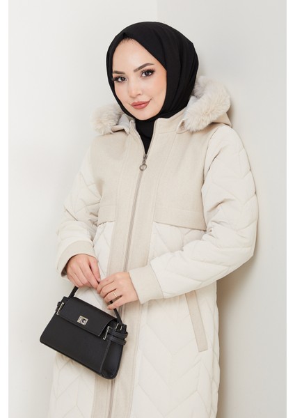 Kadın Astarlı Kaşe Detaylı Tam Boy Nova Kapitone Mont -PMK483 indirimleri