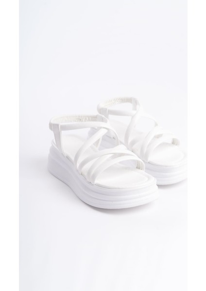Bella Lastikli Şerit Detaylı Ortopedik Taban Kadın Sandalet Cbt - Beyaz modelleri