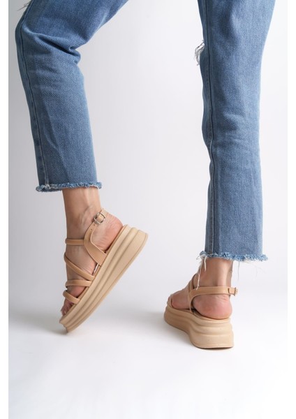 Natalıe Ince Tokalı Şerit Detaylı Ortopedik Taban Kadın Sandalet Ctt - Ten fiyatları