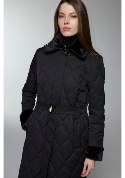 Peluş Yaka ve Kol Detaylı Kapitone Mont fiyatları