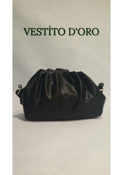 Yumuşak Formlu Büzgülü Pouch Omuz Çantası - Vestito D'oro