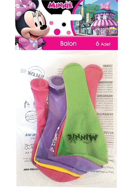 2 Adet Mınnıe Poşet Içi 6'lı Balon (4 Renk Baskılı)
