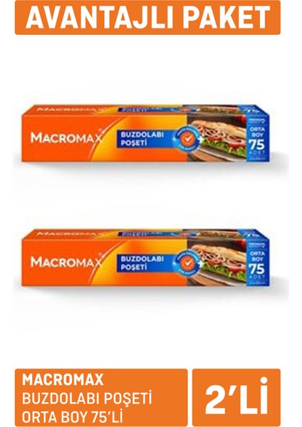 Macromax Buzdolabı Poşeti Orta Boy 2 x 75'li 2 Adet