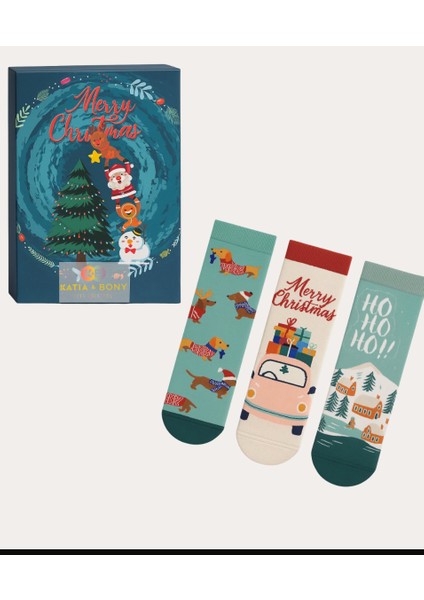 Unisex Yılbaşı Temalı 3'lü Kutulu Soket Çorap fiyatları