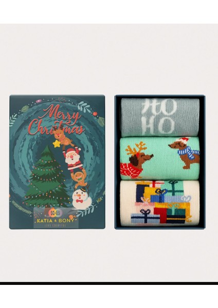 Unisex Yılbaşı Temalı 3'lü Kutulu Soket Çorap modelleri