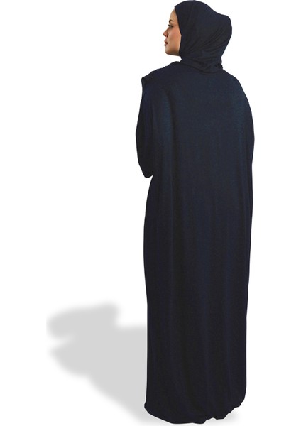 Lacivert Tek Parça Namaz Elbisesi Viskon Düz 2503_02 indirimleri