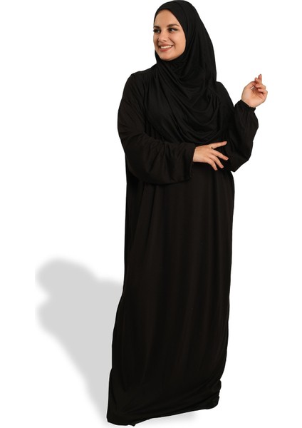 Siyah Iki Parça Namaz Elbisesi Viskon Düz 2504_01 fiyatları